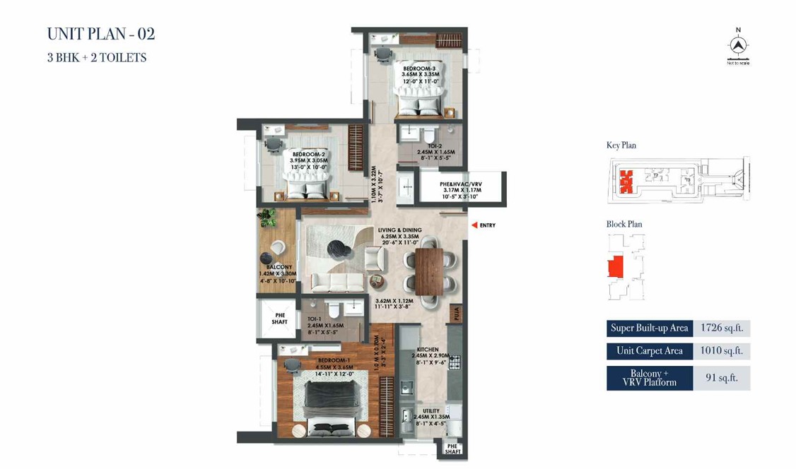 2 BHK floor plan