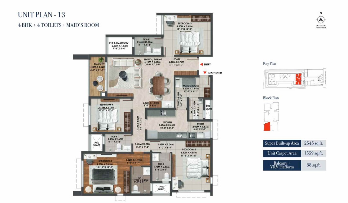 3 BHK floor plan